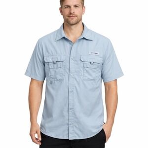 Columbia Shirt Mens Large Blue Bahama PFG Vented Omni-Shade Outdoor Fishing